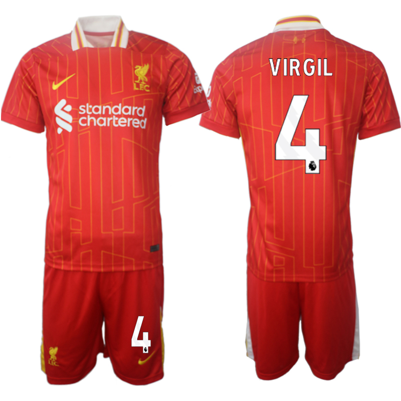 Men 2024-2025 Club Liverpool home red #4 Soccer Jersey